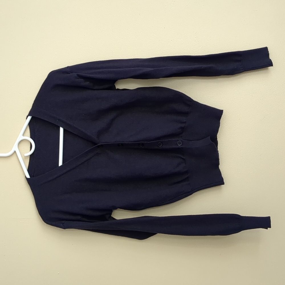 Medium Dazy Button Front Cardigan Sweater Solid Dark Blue